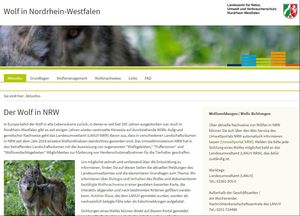 Screenshot vom zentralen Web-Portal „Wölfe in NRW“