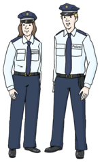 Eine Zeichnung von zwei Polizisten.